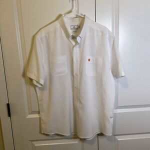 Mens Southern Tide Clemson Tigers button down performance short sleeved XL white